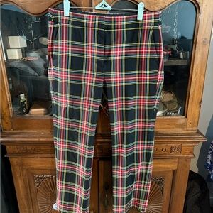 J. Crew Women's Tartan Plaid Straight Leg Pants - Black, Red, Yellow